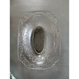 Antique Federal Glass Co. Clear Pressed 1930s Depression Glass Serving Bowl